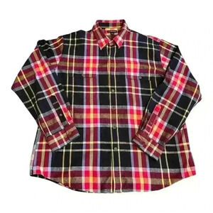Lands’ End Men’s Button Down Plaid Cotton Flannel Shirt XXL (18-18 1/2)
